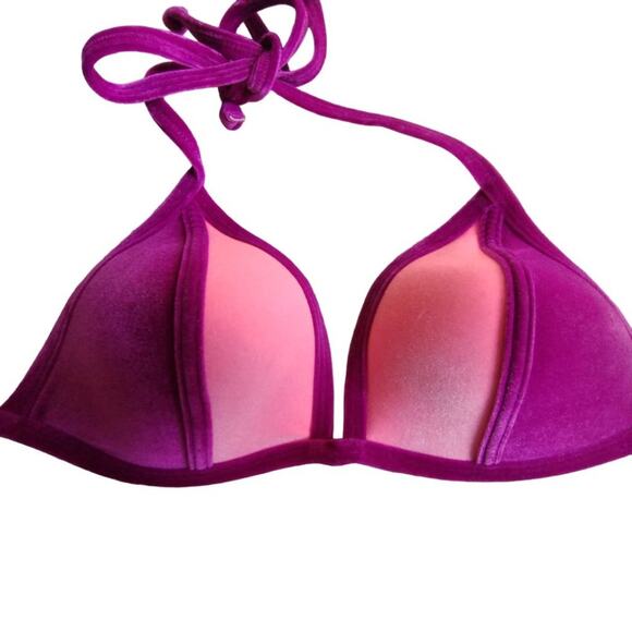 PINK Victoria Secret Velvet Swim Top (2 bras), Color block + Tie Dye Size L - Picture 3 of 11